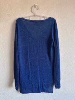 Alternative view of Blusa Brilhosa Azul de Manga Comprida