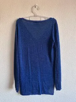 Alternative view of Blusa Brilhosa Azul de Manga Comprida