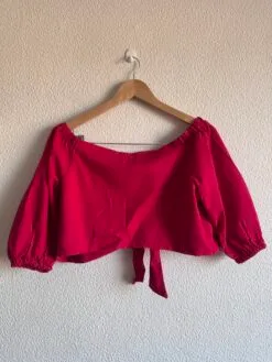 Alternative view of Cropped Vermelho em Linho Lizie