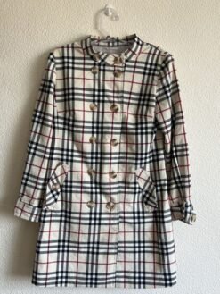 Casaco Trench Coat Xadrez Aquamar Tamanho M